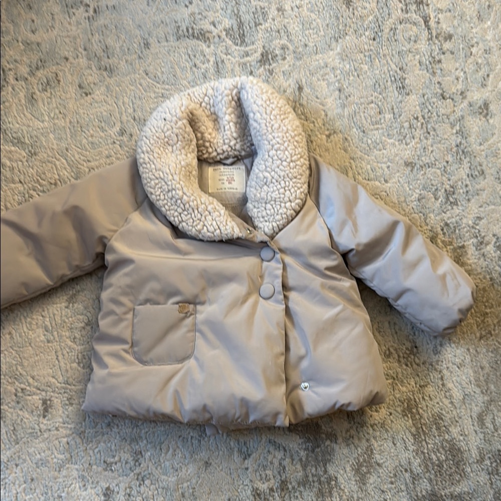 Zara Kids Jacket with Sherpa Collar- 9/12m